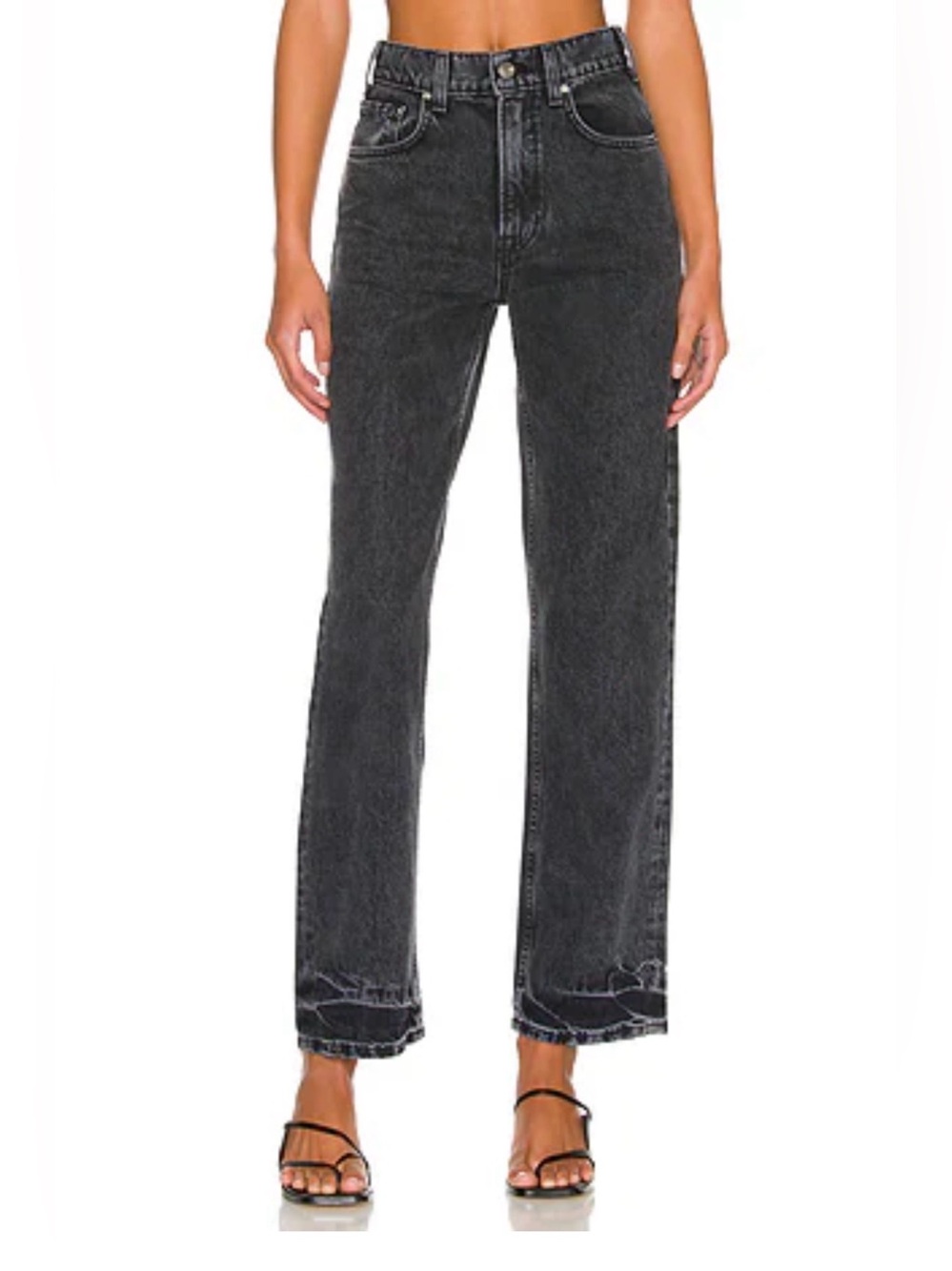 GRLFRND Sophia Tomboy Straight Jeans Nolita Black Distressed 30